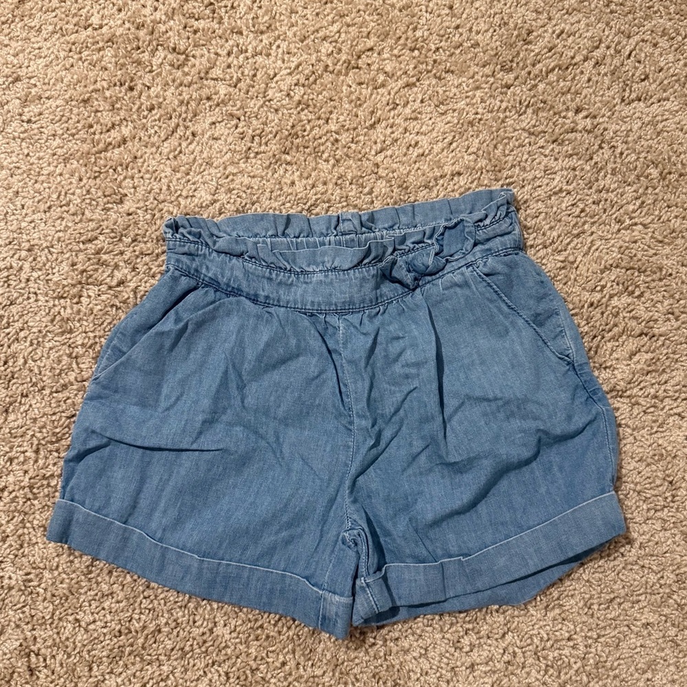 Girls Janie And Jack Chambray Shorts Size 7 Bow Pull On